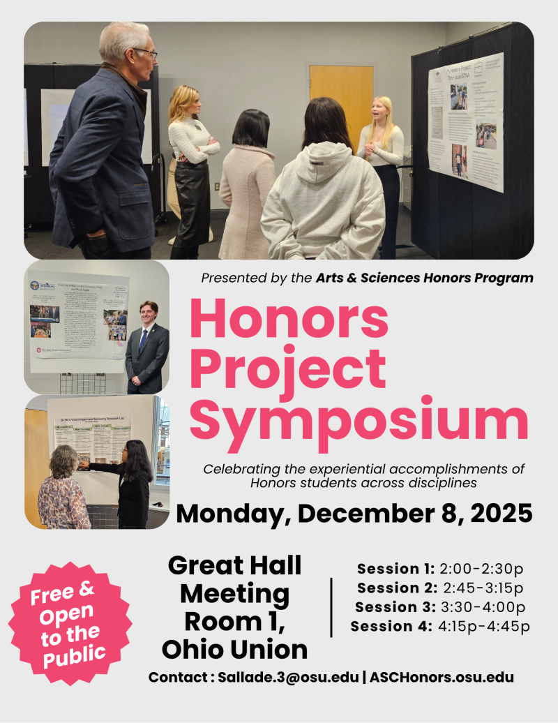 Flyer to promote the honors project symposium occurring in autumn 2025