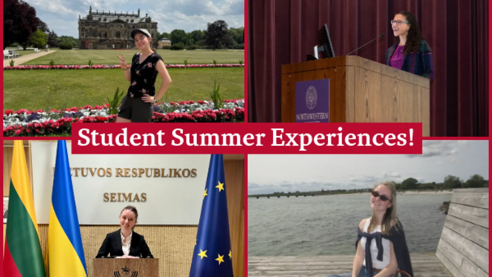 Photos of four ASC honors students that study abroad over summer of 2025