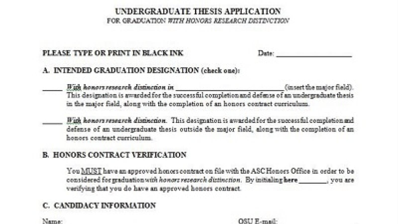 Undergraduate Thesis Application
